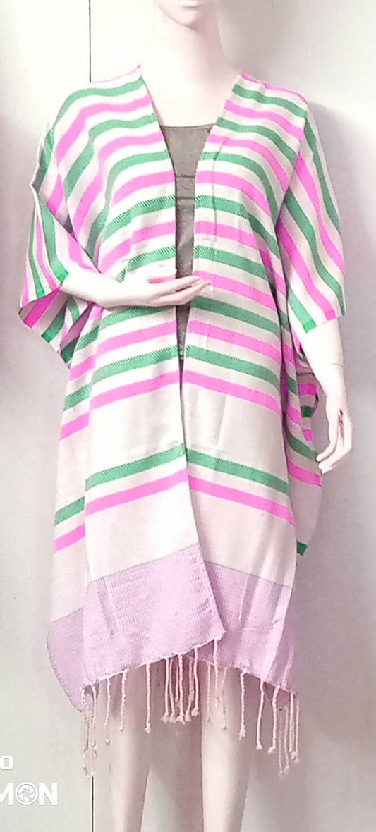 Ocean Breeze Cover-Ups Wavelux Poncho Pink Green