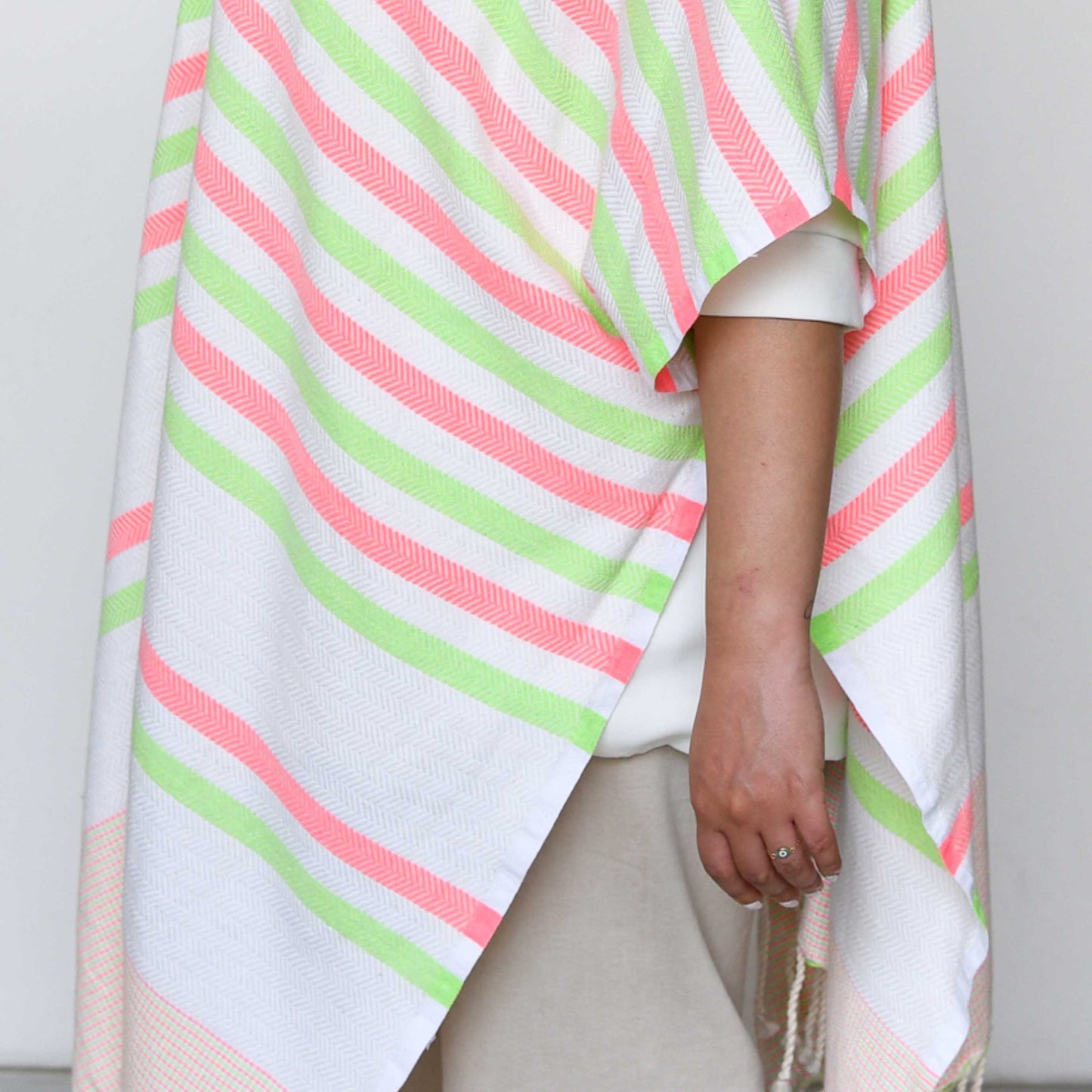 Ocean Breeze Cover-Ups Wavelux Poncho Pink Green 2