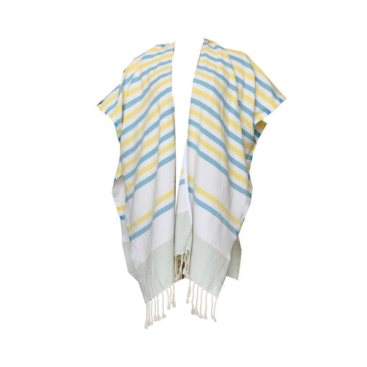 Ocean Breeze Cover-Ups Wavelux Poncho Blue Yellow