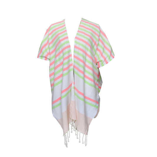 Ocean Breeze Cover-Ups Wavelux Poncho Pink Green 2