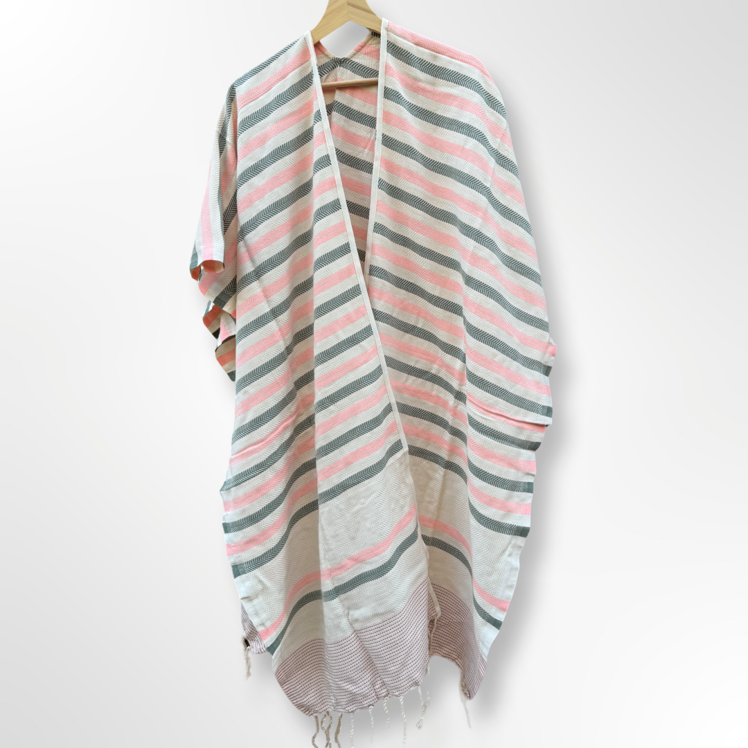 Ocean Breeze Cover-Ups Wavelux Poncho Light Pink Grey