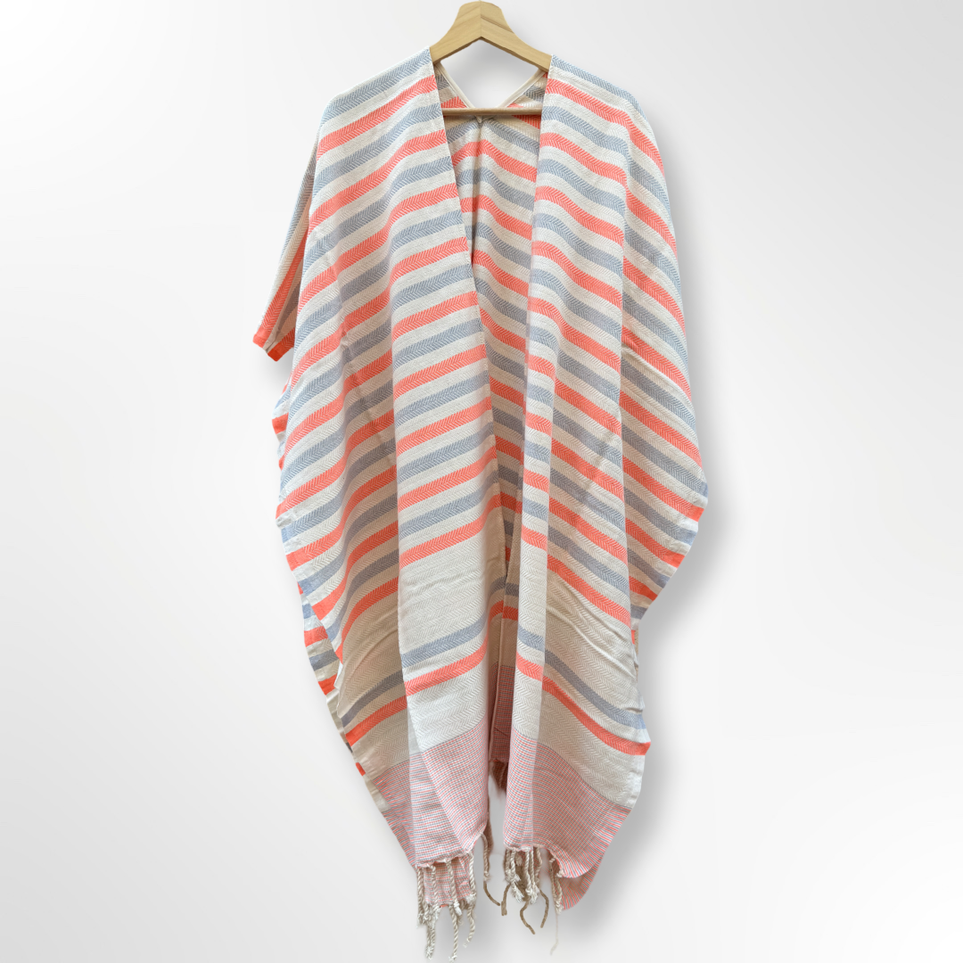 Ocean Breeze Cover-Ups Wavelux Poncho Grey Orange