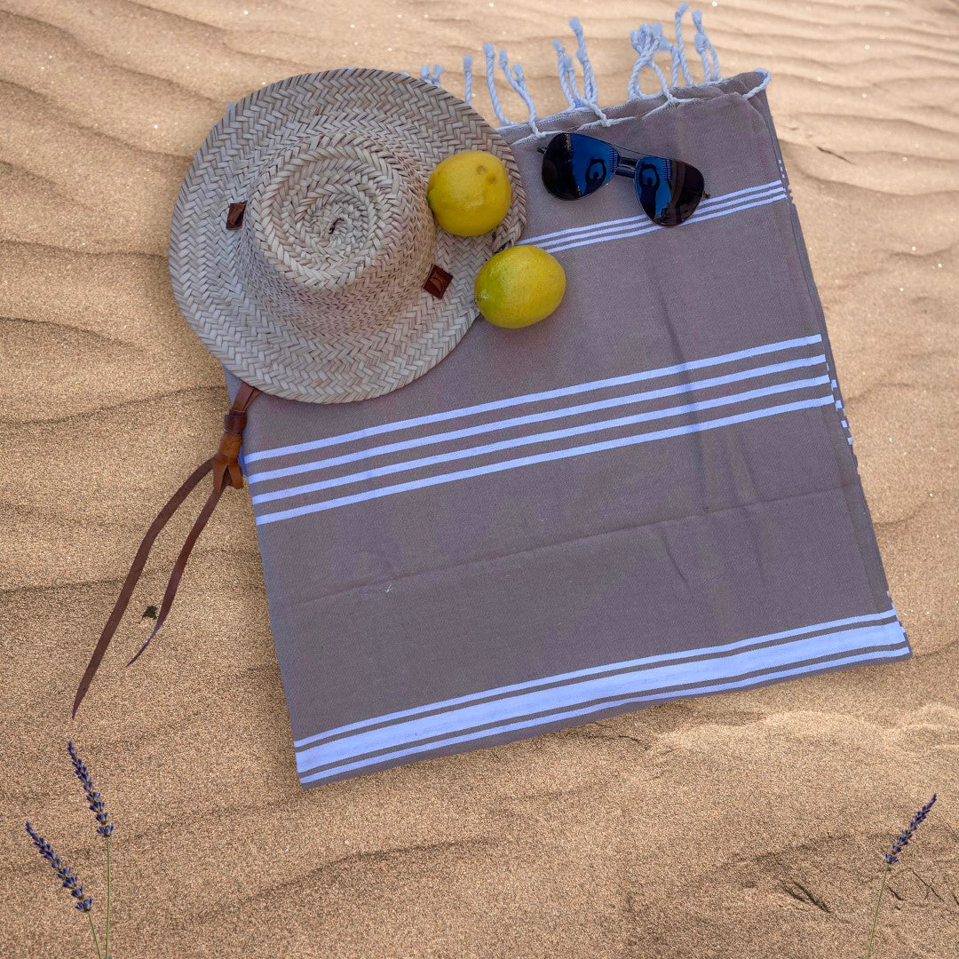 The Line Beach towel  Dark Beige