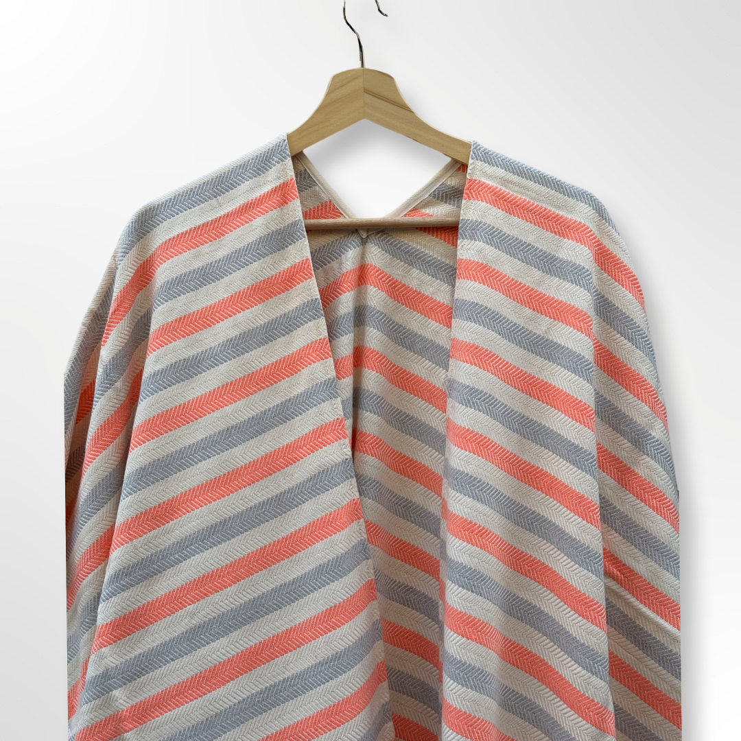 Ocean Breeze Cover-Ups Wavelux Poncho Grey Orange