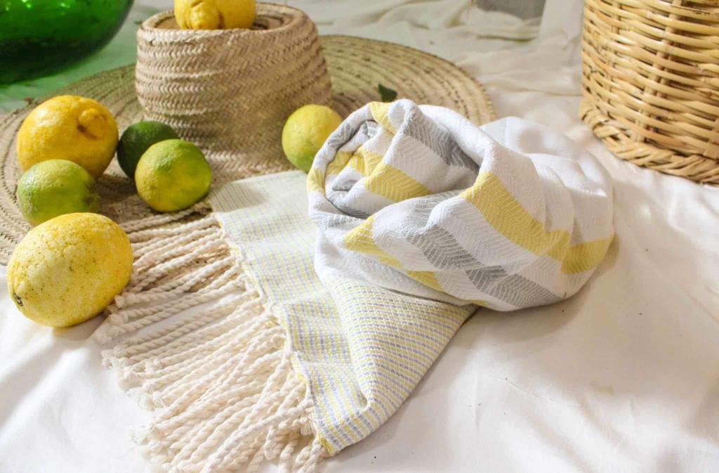 Wavelux Beach Towel Yellow Grey